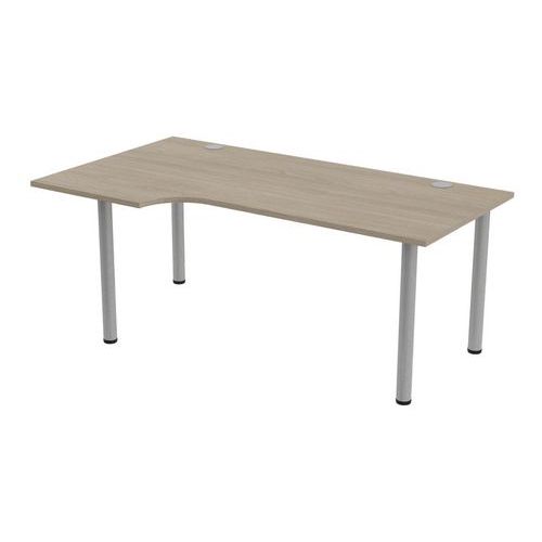 MBA - Bureau d'angle gauche Tubo 180x100cm Chêne Gris Alu - Éco-responsable PEFC - 10 ans garantie