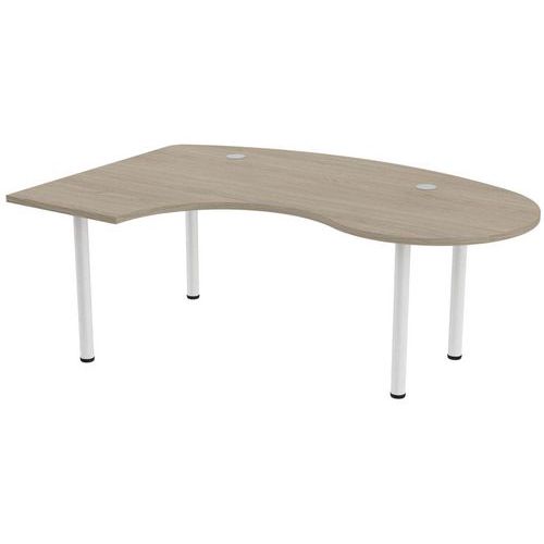 Bureau Tubo Compact Gauche Accueil 200 X 140 Cm Chêne Gris Blanc