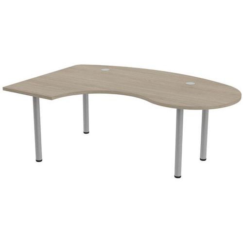 Bureau Tubo Compact Gauche Accueil 200 X 140 Cm Chêne Gris Alu