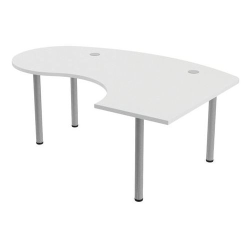 Bureau Tubo Compact Droite Accueil 200 X 140 Cm Blanc Alu