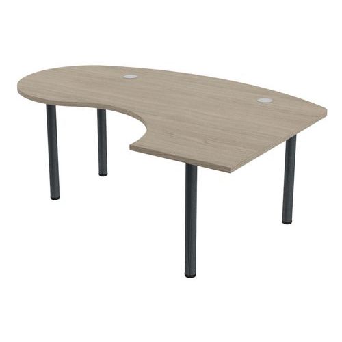 Bureau Tubo Compact Droite Accueil 200 X 140 Cm Chêne Gris Anthracite