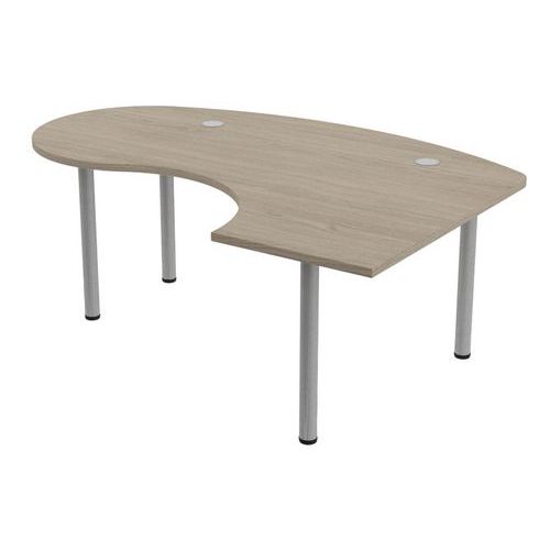 MBA - Bureau d'angle droit Tubo 200x140cm Chêne Gris Alu - Éco-responsable PEFC - 10 ans garantie