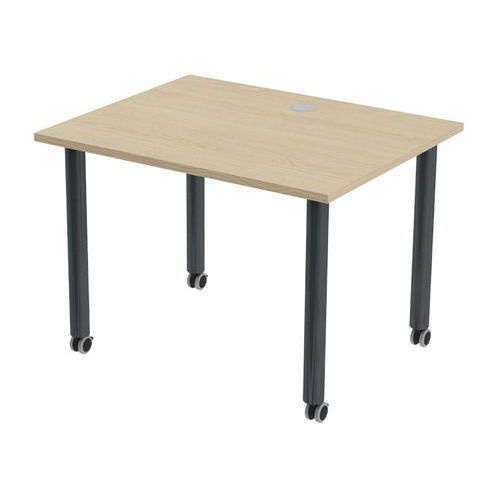 Table Tubo Roulettes 100 X 80 Cm Chêne Anthracite