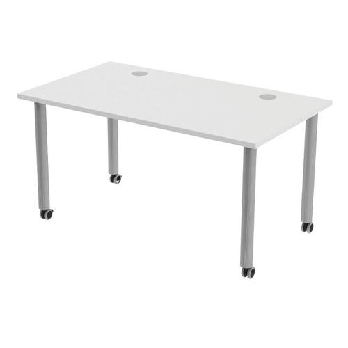 Table Tubo Roulettes 140 X 80 Cm Blanc Alu