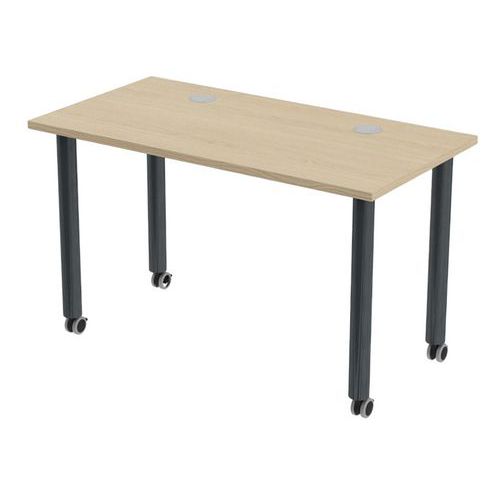 Table Tubo Roulettes 120 X 60 Cm Chêne Anthracite