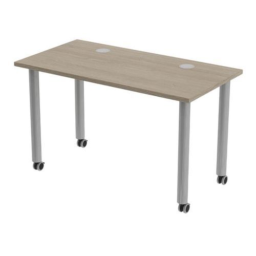 Table Tubo Roulettes 120 X 60 Cm Chêne Gris Alu