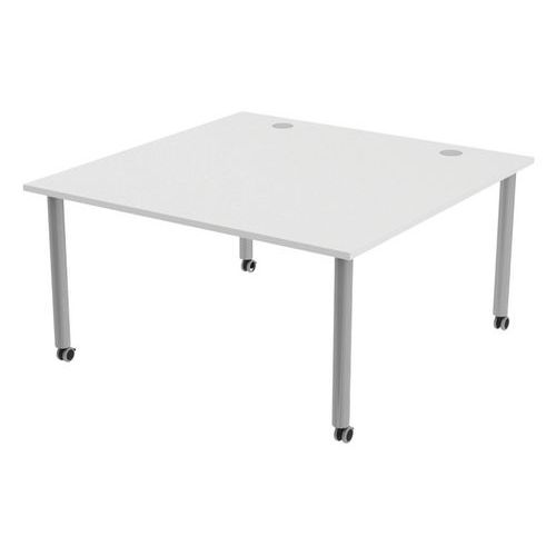 Table Tubo Roulettes 140 X 140 Cm Blanc Alu