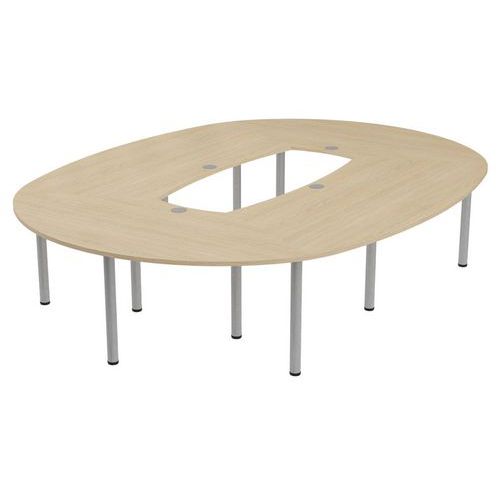 MBA - Table de réunion Tubo Ovale 335x250cm Chêne Alu - Éco-responsable - Garantie 10 ans