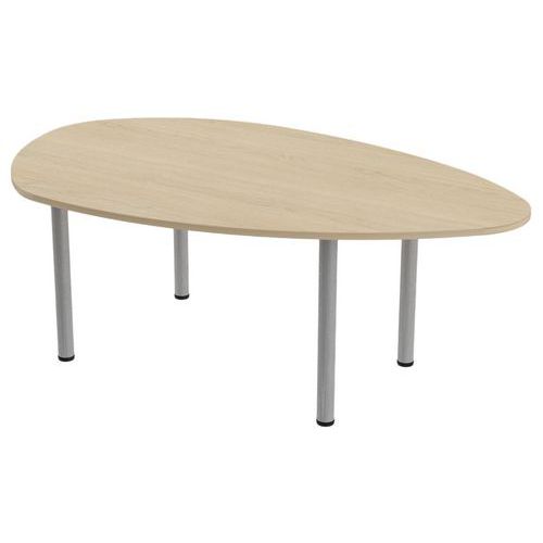 MBA - Table de réunion Tubo galet 200x123cm Chêne Alu - Ovale - Éco-responsable - 10 ans garantie
