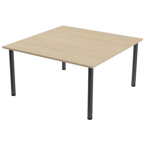 MBA - Table de réunion Tubo 140x140 cm Chêne Anthracite - Éco-responsable - Garantie 10 ans