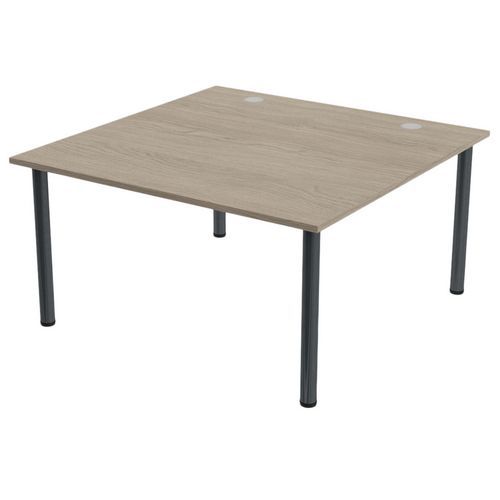 MBA - Table de réunion Tubo 140x140 cm Chêne Gris Anthracite - Carrée - Éco-responsable - Garantie 10 ans