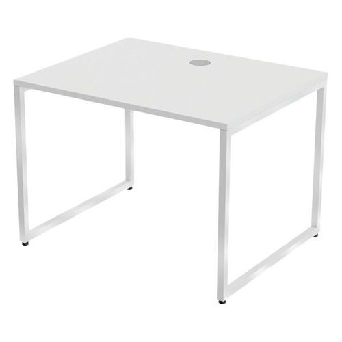 MBA - Bureau droit Kad 100 x 80 cm Blanc - Pieds cadre en U Acier - Plateau mélaminé 25mm - Éco-responsable