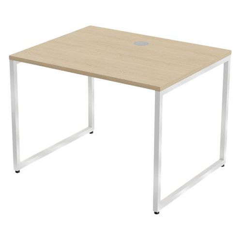 MBA - Bureau droit Kad 100 x 80 cm Chêne Blanc - Pieds cadre U Acier - Éco-responsable