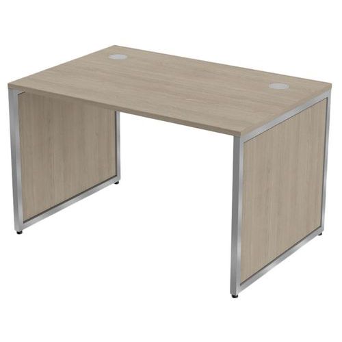 MBA - Bureau droit Kad 120 x 80 cm Chêne Gris Alu Blanc - Éco-responsable - 72 cm Hauteur