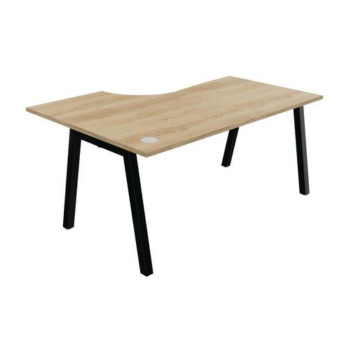 Bureau Compact Partage Retour Droit 160 Cm Chêne Vieilli / Noir