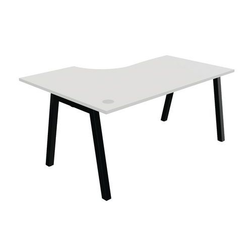 Bureau Compact Partage Retour Droit 160 Cm Blanc / Noir
