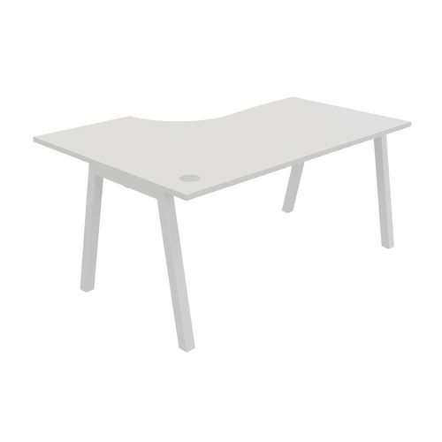 Buronomic - Bureau compact Partage retour droit 160 cm Blanc - Éco-responsable, PEFC, ABS anti-choc, Acier