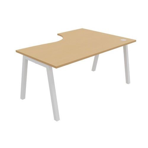 Buronomic - Bureau compact Partage retour gauche 160 cm Hêtre / Blanc - Éco-responsable PEFC - 10 ans garantie
