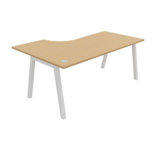 Buronomic - Bureau compact Partage retour droit 180 cm Hêtre Blanc - Éco-responsable PEFC - 10 ans garantie