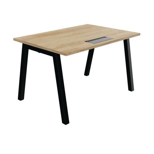 Bureau Partage 120 X 80 Cm Avec Top Access Chêne Vieilli / Noir