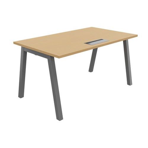 Bureau Partage 140 X 80 Cm Avec Top Access Hêtre / Alu