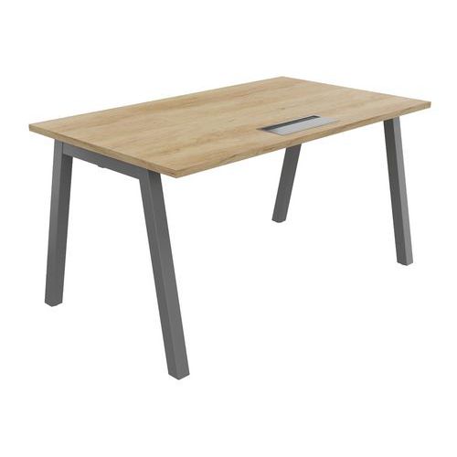 Bureau Partage 140 X 80 Cm Avec Top Access Chêne Vieilli / Alu