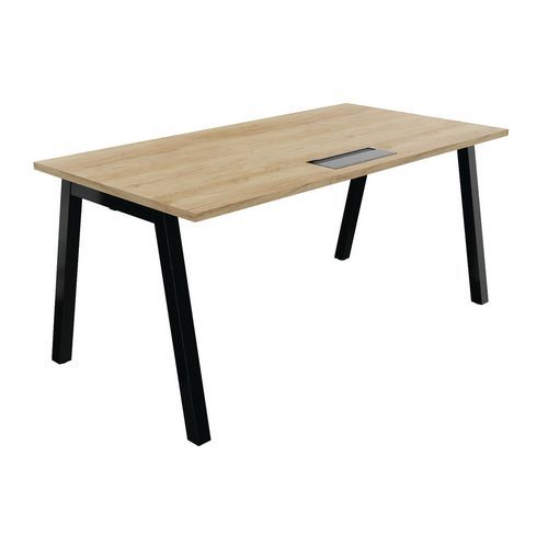 Buronomic - Bureau Partage 160x80cm Chêne Vieilli/Noir - Éco-responsable - 10 ans Garantie