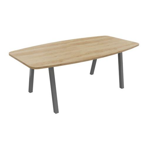 Table Tonneau Partage 200 X 100 Cm Chêne Vieilli / Alu