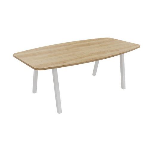 Table Tonneau Partage 200 X 100 Cm Chêne Vieilli / Blanc
