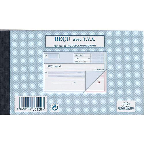 Bloc-notes Reçu Autocopiant 105x180 100 Pages