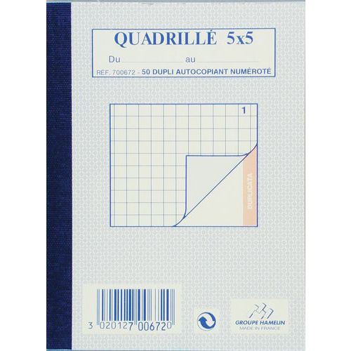 Bloc-notes Quadrillé 5/5 Dupli A6 100 Pages