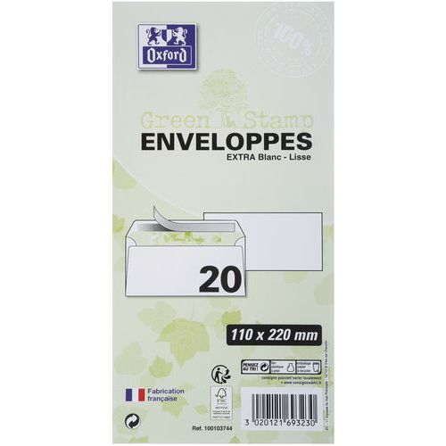 Enveloppes 110x220 90g Auto Adhésives Recyclées