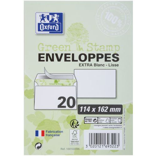 Enveloppes 114x162 90g Auto Adhésives Recyclées