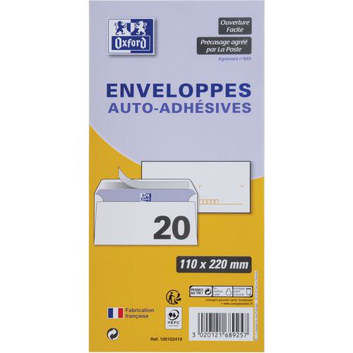 Enveloppes 110x220 Auto Adhésives Précasées