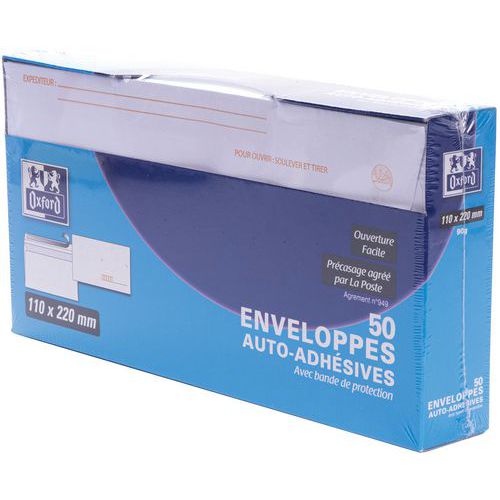 Enveloppes 110x220 Auto Adhésives Précasées Boite Distrib.