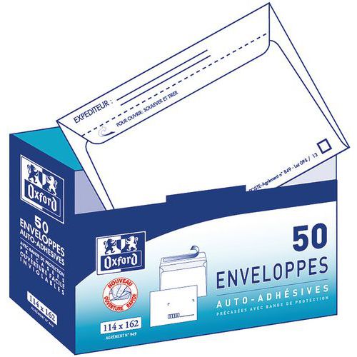 Enveloppes 114x162 Auto Adhésives Précasées Boite Distrib