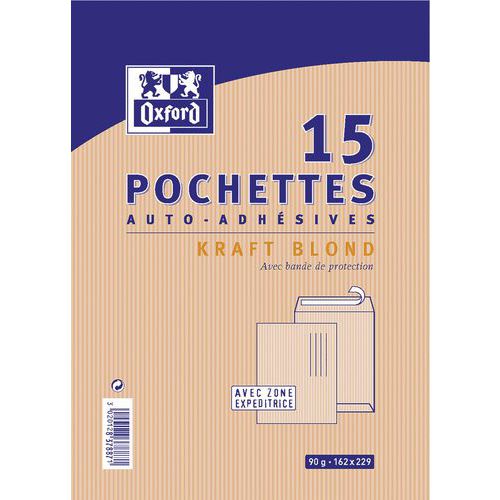 Pochettes 162x229 90g Kraft Blond Auto Adhésive Zone D