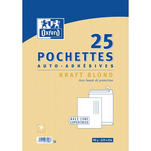 Pochettes 229x324 90g Kraft Blond Auto Adhésives