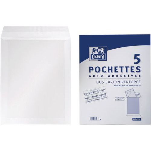 Pochettes 260x330 90g X5 Auto Adhésive Dos Carton