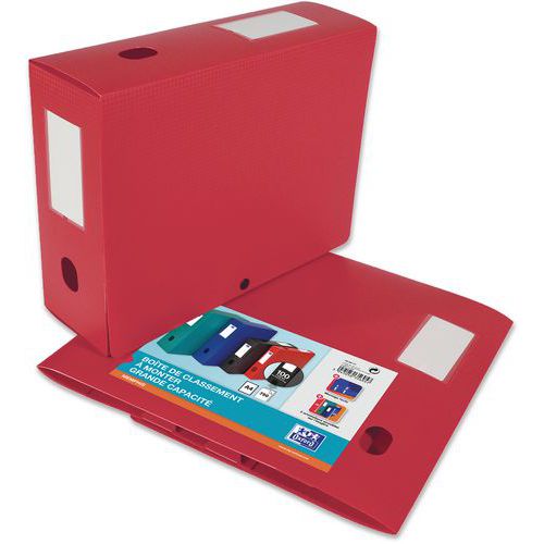Boite Oxford Memphis 24x32 Dos 100mm Polypro à Plat - Rouge