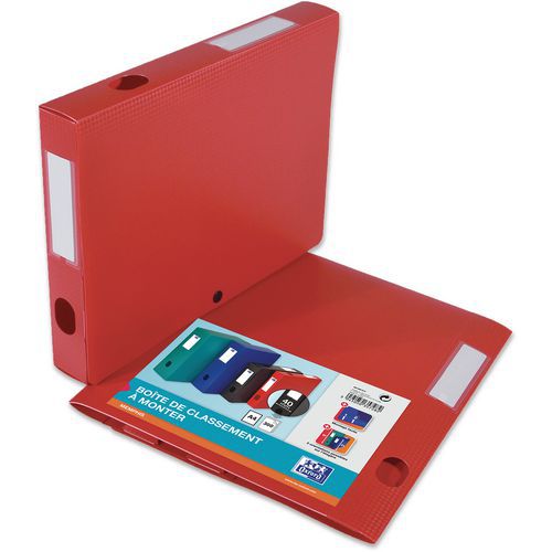 Boite Oxford Memphis 24x32 Dos 40mm Polypro à Plat - Rouge