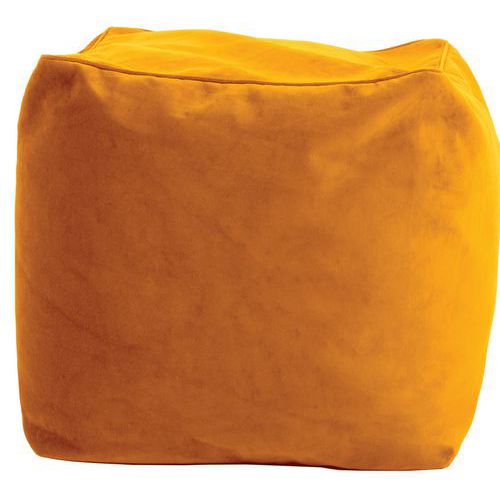 Jumbo Bag - Pouf carré Pablo Velvet Jaune - 40x40x40 cm - Tissu Confortable - Idéal Collectivité