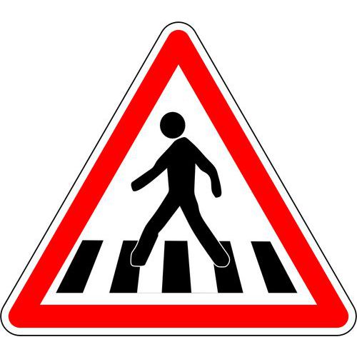 Kelias - Panneau A13b Passage Piétons Triangle 500mm Classe 2 - Signalisation Routière France