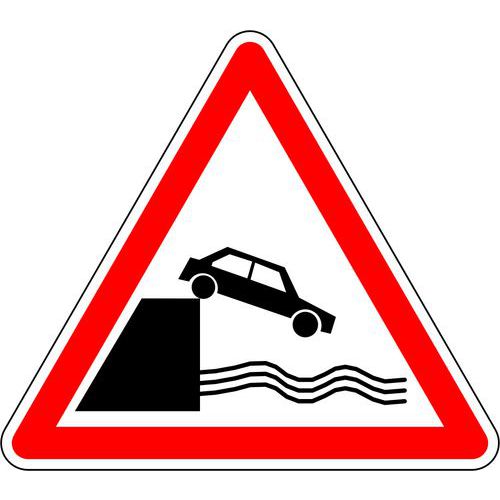Kelias - Panneau Signalisation A20 Débouché Quai - Triangle 500mm Classe 2 - Sécurité Routière