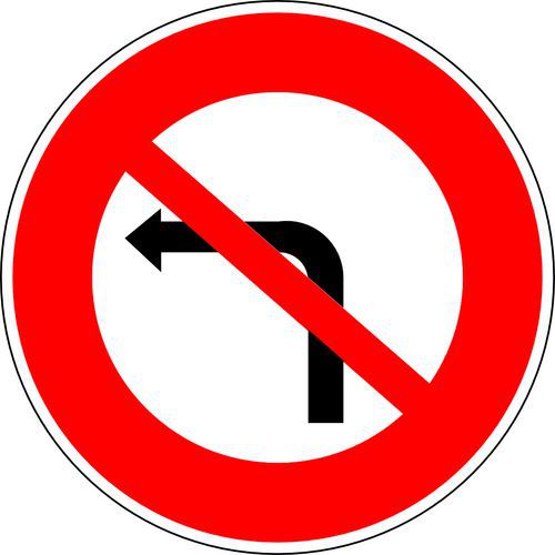 Kelias - Panneau Interdiction de Tourner à Gauche B2a - Rond 650mm Classe 2 Aluminium - Signalisation Voirie