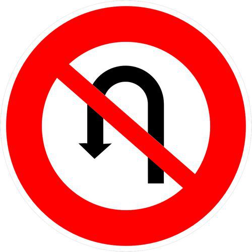 Kelias - Panneau Signalisation Demi-Tour Interdit B2c CL2 Rond Aluminium 450mm