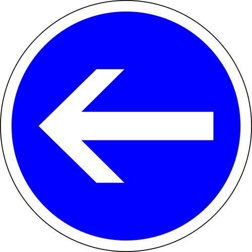 Kelias - Panneau Signalisation B21.2 Direction Obligatoire Gauche - Rond 450mm Classe 2 - Voirie