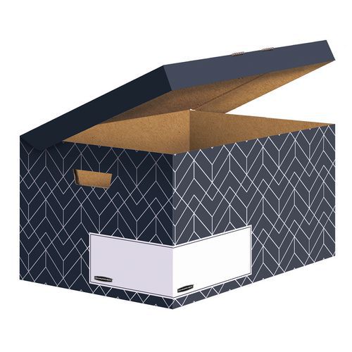 Lot de 5 - Conteneur Pour Boîte D'archive Flip Top Déco Bleu Foncé