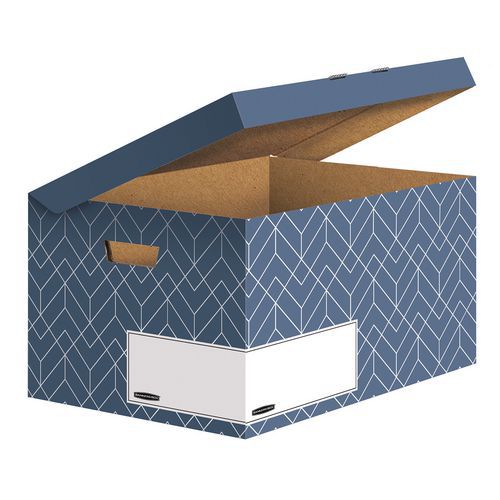 Lot de 5 - Conteneur Pour Boîte D'archive Flip Top Déco Bleu-blanc