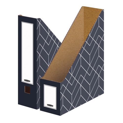 Bankers Box - Porte-revues Déco Bleu Nuit - Carton Recyclé 100% - 10cm Largeur - Classement Éco-responsable